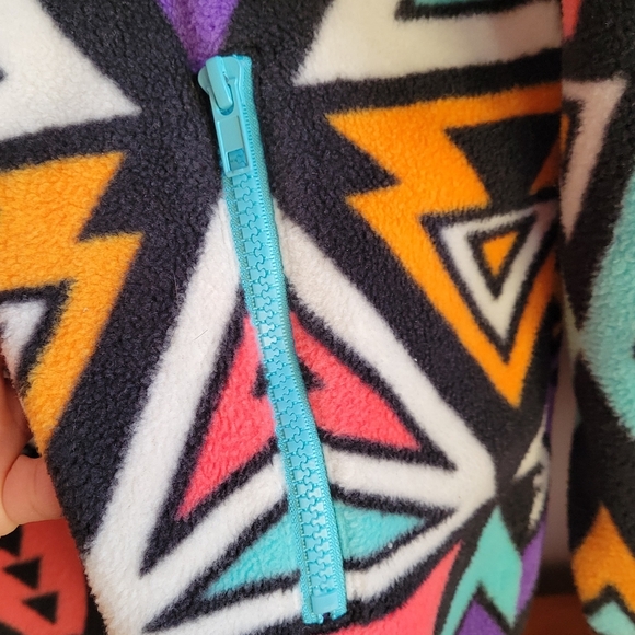 Free Nature NYC Large Colorful Geometric Patterned Men's Hoodie Pockets Full Zip - Picture 5 of 13